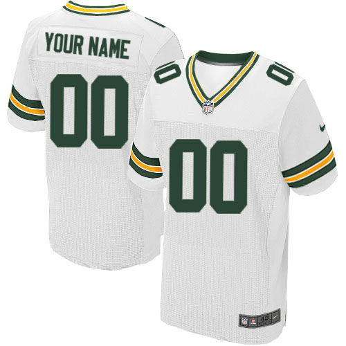 Nike Green Bay Packers Customized White Stitched Elite Men's NFL Jersey - Click Image to Close